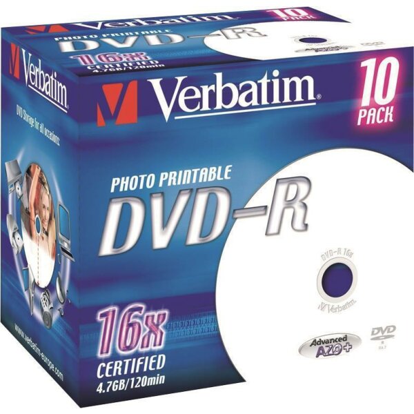 VERBATIM DVD-Rohlinge DVD-R Slim Case Matt Silver