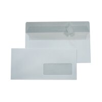 Briefkuverts mit Strip weiß 11x22 cm 90g mit Fenster 500 Stück
