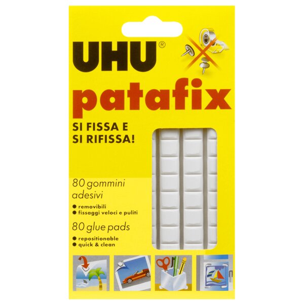 Gomma adesiva UHU Patafix - bianco - 10x17 cm - D1573/D1620 (conf.80)
