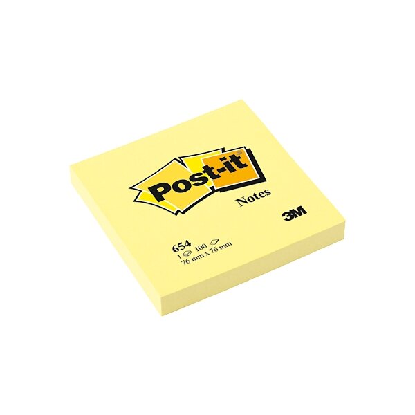 Post-it blocch. adesivo 654 76x76 giallo (confezione con 12 blocchi)