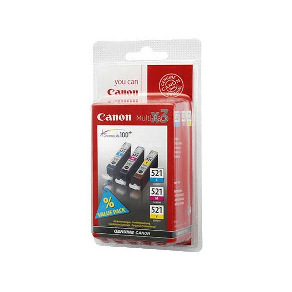 Canon 2934B010 3er-Packung Tintentank Blister Chromalife 100+ CLI-521 cyan+magenta+gelb