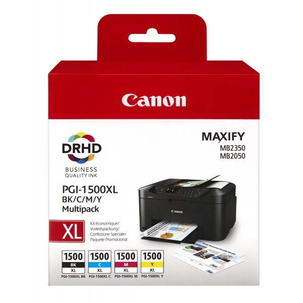 Canon 9182B004 4er-Packung Inkjet-Tintenpatronen Blister MULTIPACK PGI-1500XL BK/C/M/Y schwarz+cyan+magenta+gelb