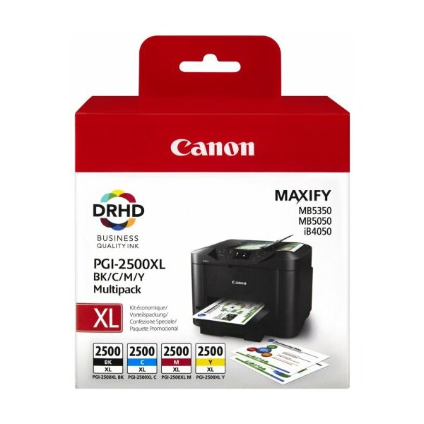 Canon 9254B004 4er-Packung Inkjet-Tintenpatronen hohe Dichte Blister MULTIPACK PGI-2500XL BK/C/M/Y schwarz+cyan+magenta+gelb