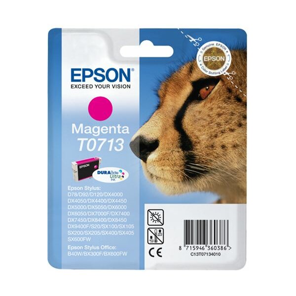 Epson C13T07134011 Inkjet Tintenpatrone Pigmentierte Tinte Blister RS DURABRITE ULTRA T0713 magenta