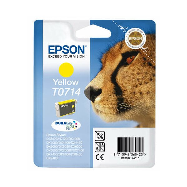 Epson C13T07144011 Inkjet Tintenpatrone Pigmentierte Tinte Blister RS DURABRITE ULTRA T0714 gelb