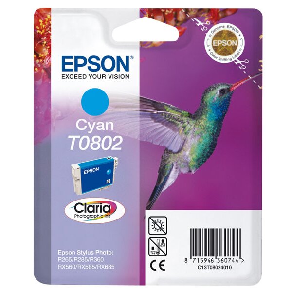 Epson C13T08024011 Inkjet Tintenpatrone Blister RS CLARIA T0802 cyan