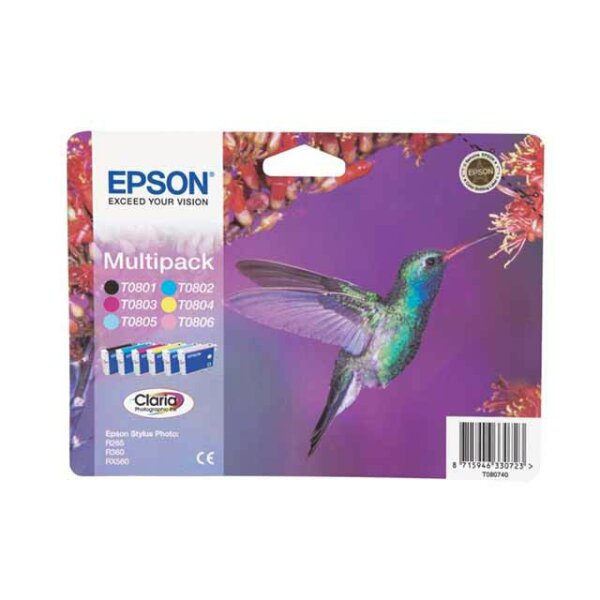 Epson C13T08074011 6er-Packung Inkjet-Tintenpatronen Blister RS T080 6-farbig