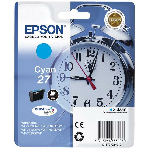 Epson C13T27024010 Inkjet Tintenpatrone Blister RS Sveglia 27 cyan