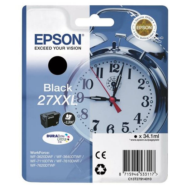 Epson C13T27914010 Inkjet Tintenpatrone hoher Ergiebigkeit 27XXL schwarz