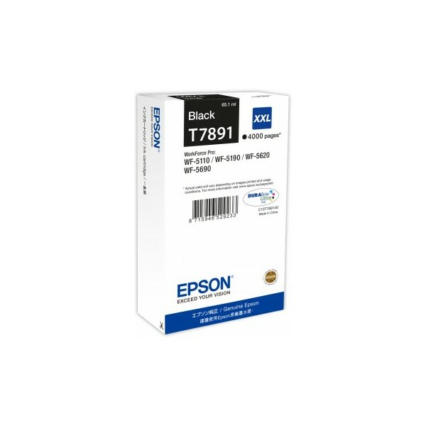 Epson C13T789140 Inkjet Tintenpatrone hoher Ergiebigkeit T7891 schwarz