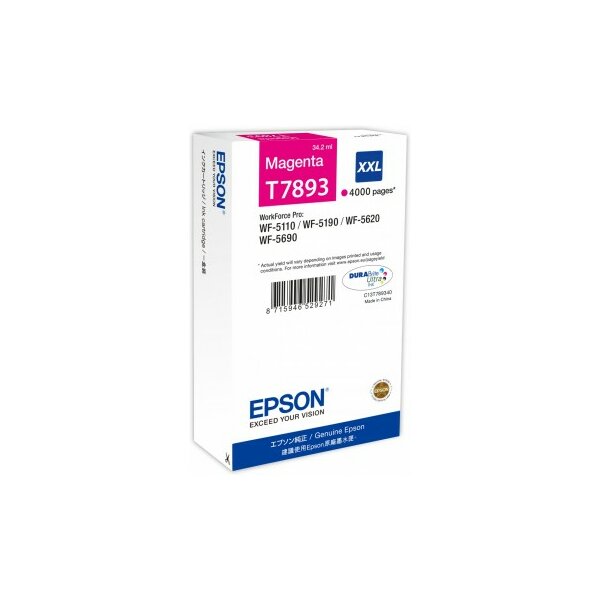 Epson C13T789340 Inkjet Tintenpatrone hoher Ergiebigkeit T7893 magenta
