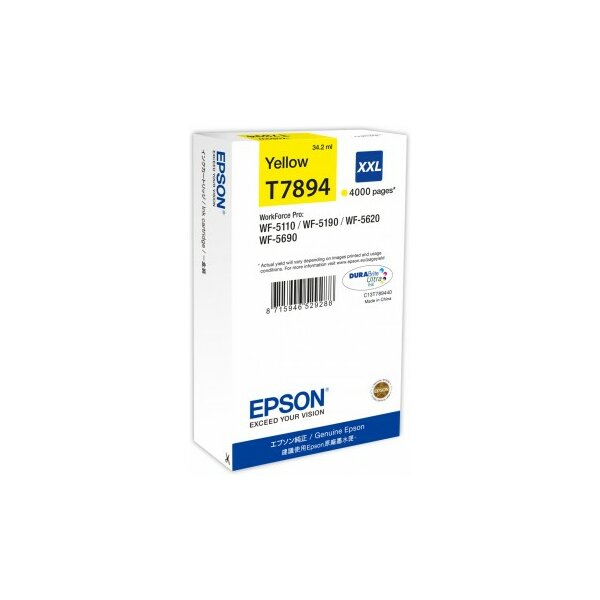 Epson C13T789440 Inkjet Tintenpatrone hoher Ergiebigkeit T7894 gelb