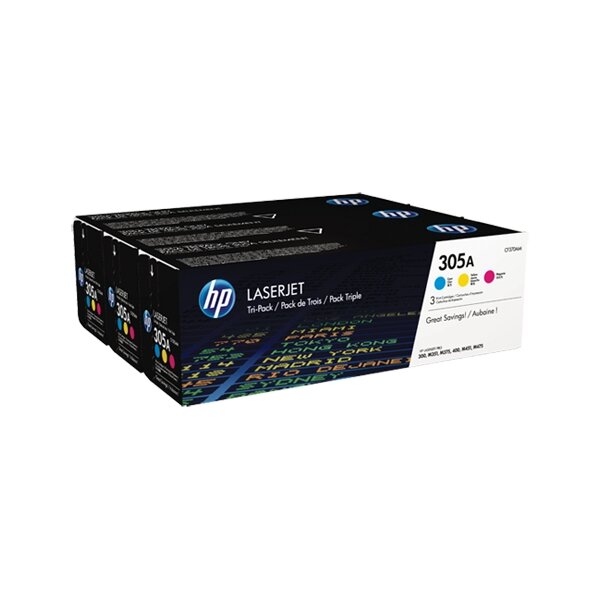 HP CF370AM 3er-Packung Toner 305A cyan+magenta+gelb