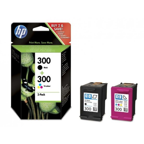 HP CN637EE 2er-Packung Inkjet-Tintenpatronen Blister 300 schwarz + 3 Farben