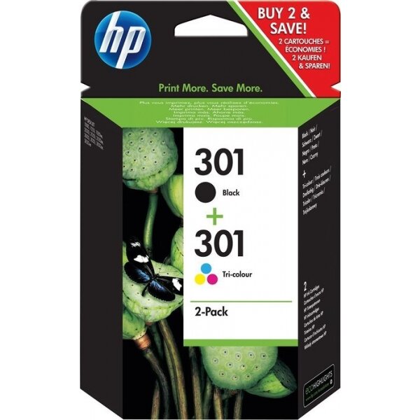 HP N9J72AE Combo pack Inkjet-Tintenpatronen 301 schwarz +Farbe