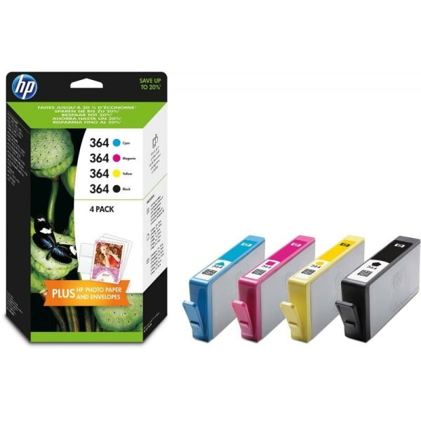 HP N9J73AE Combo pack Inkjet-Tintenpatronen 364 schwarz+cyan+magenta+gelb