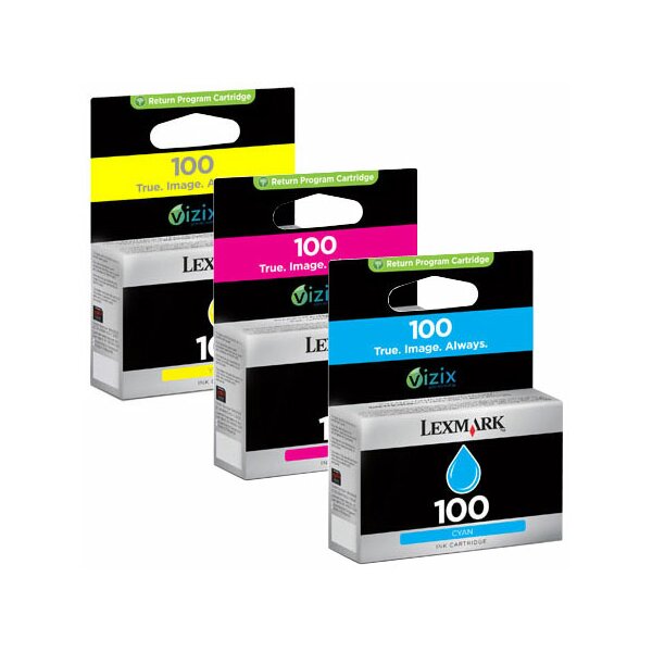 Lexmark 14N0849 3er-Packung Inkjet-Tintenpatronen Return Program 100 cyan+magenta+gelb