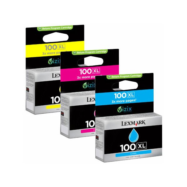 Lexmark 14N0850 3er-Packung Inkjet-Tintenpatronen High Yield Return Program 100XL cyan+magenta+gelb