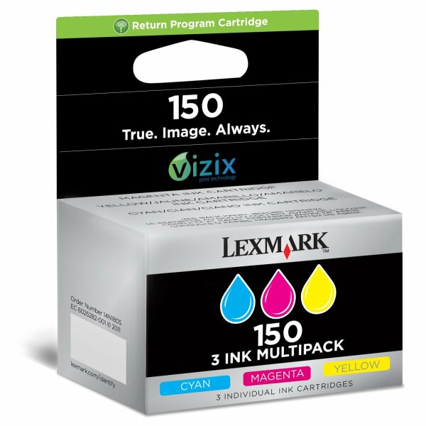 Lexmark 14N1805E 3er-Packung Inkjet-Tintenpatronen Return Program 150 cyan+magenta+gelb