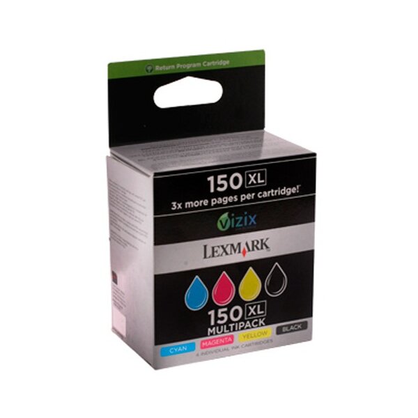 Lexmark 14N1919E 4er-Packung Inkjet-Tintenpatronen High Yield Return Program 150XL schwarz +Farbe