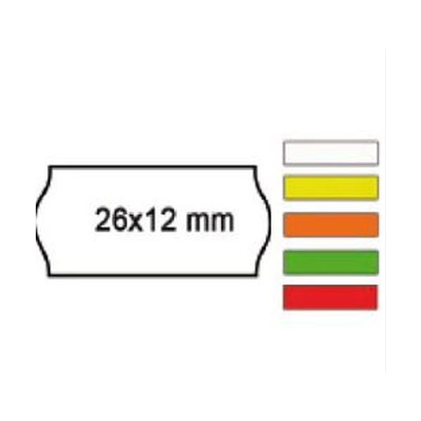 Etichette per prezzatrice Printex 26x12 permanenti ad onda neon 10 rotoli da 1000 etichette