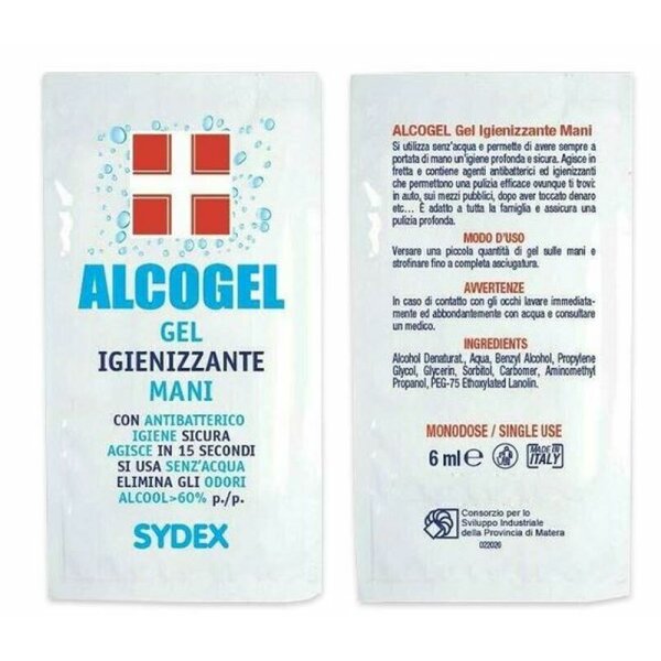 Alcogel gel igienizzanti bustine 6 ml. (10)  alcool 62%