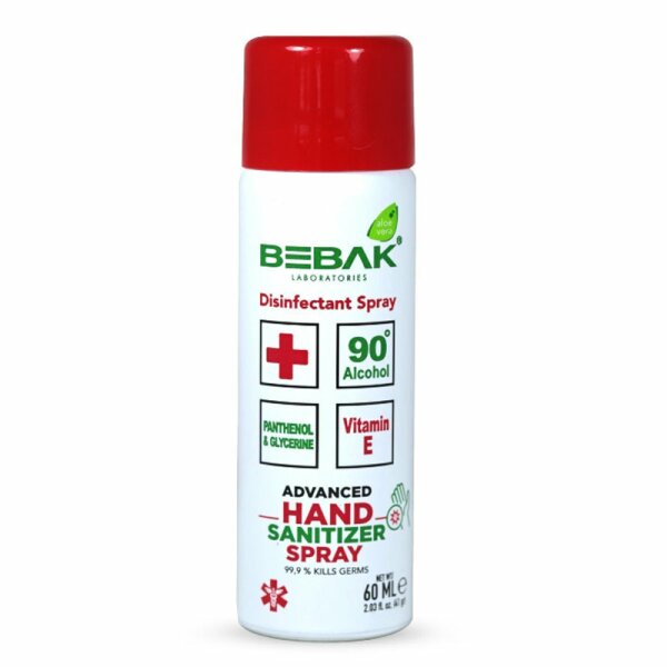 Bebak Handdesinfektionsspray 60 ml. 90% Alkohol EN14476 - EN1500